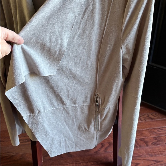 Bagatelle Light Gray Draped  Suede Jacket S - Picture 3 of 4